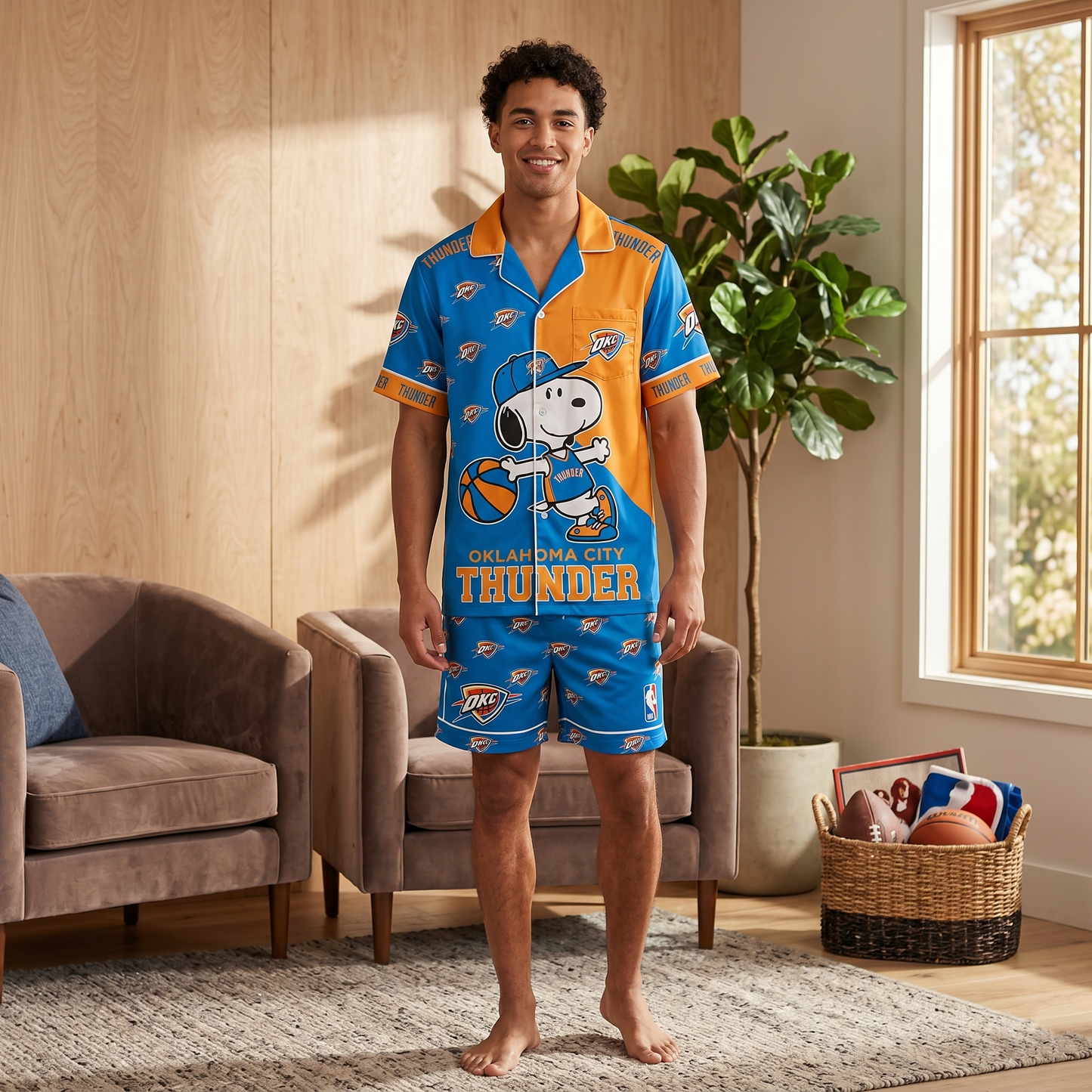 SHORT-SLEEVE PAJAMAS SET FOR BASKETBALL FAN