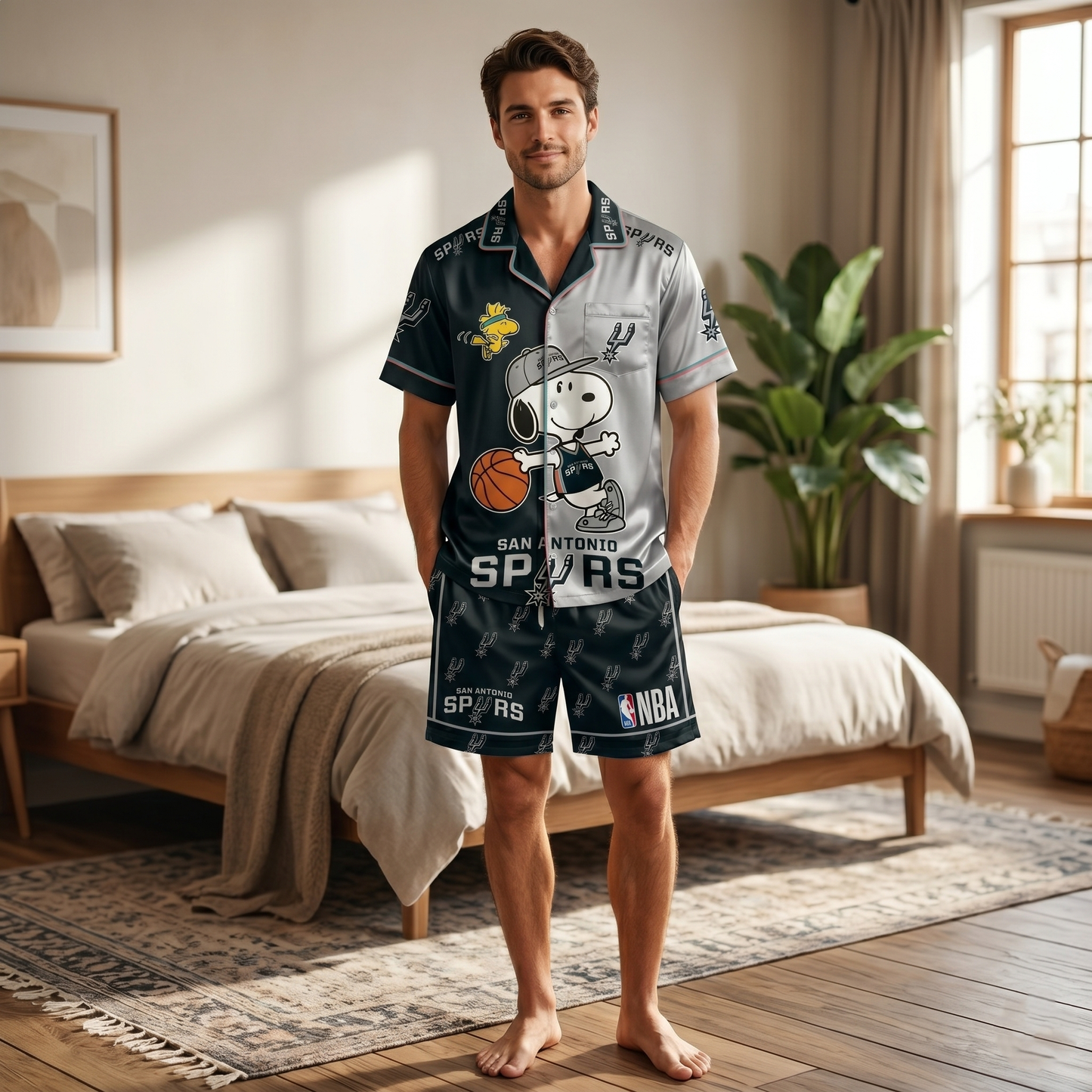 SHORT-SLEEVE PAJAMAS SET FOR BASKETBALL FAN