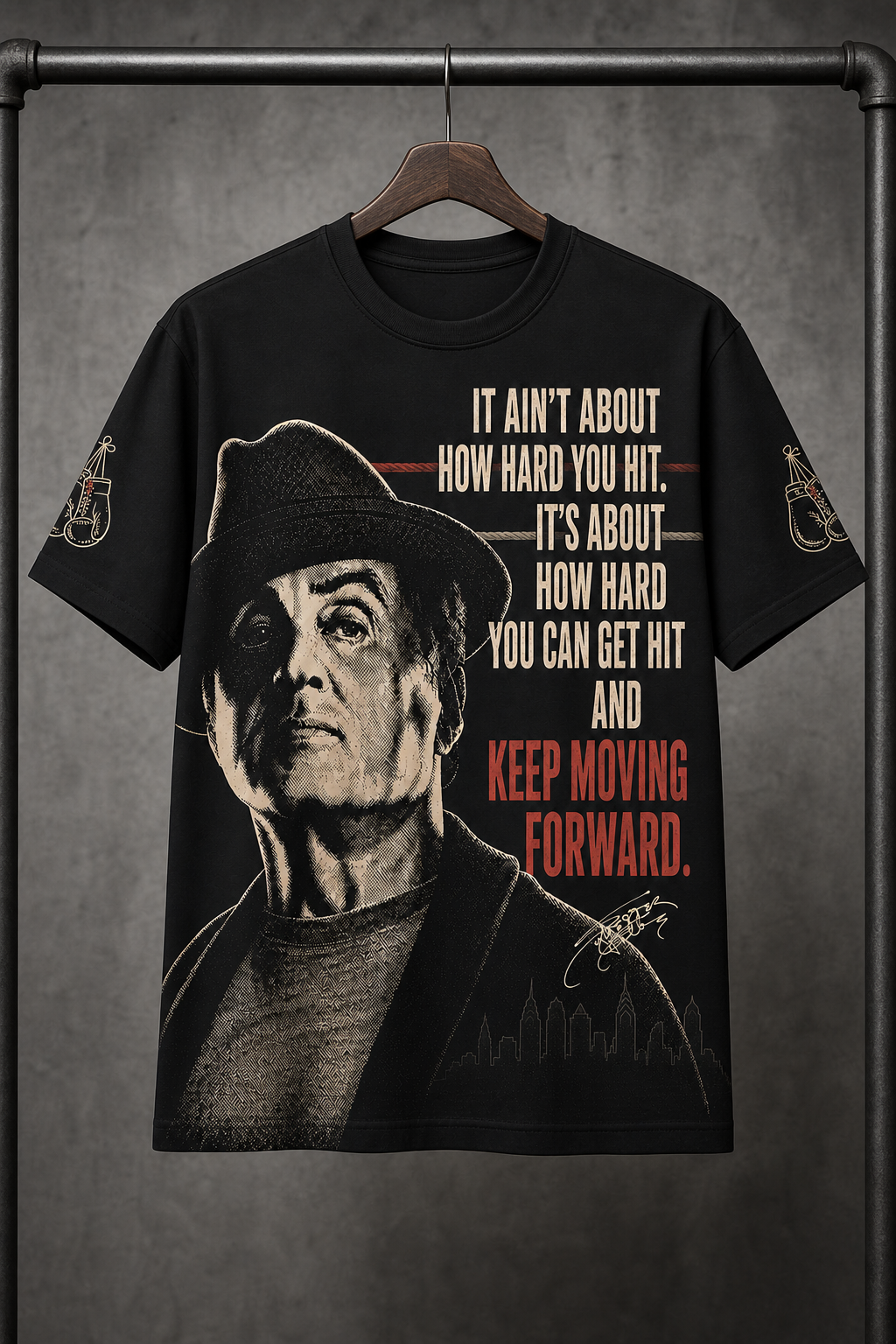 Keep Moving Forward – Vintage Fighter Graphic T-Shirt