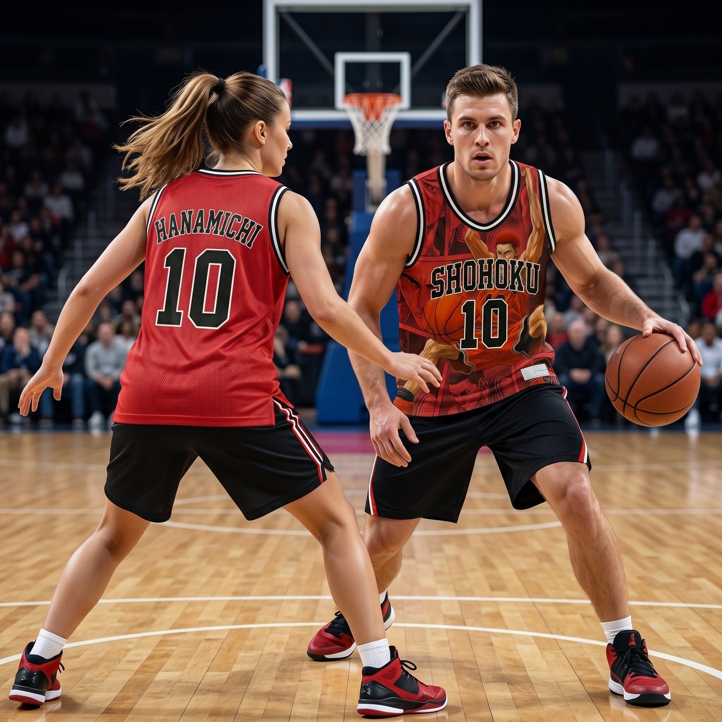 Custom Red Black Authentic Basketball Jersey, Anime Basketball Inspired Sleeveless Jersey, Manga Fan Cosplay Sports Shirt