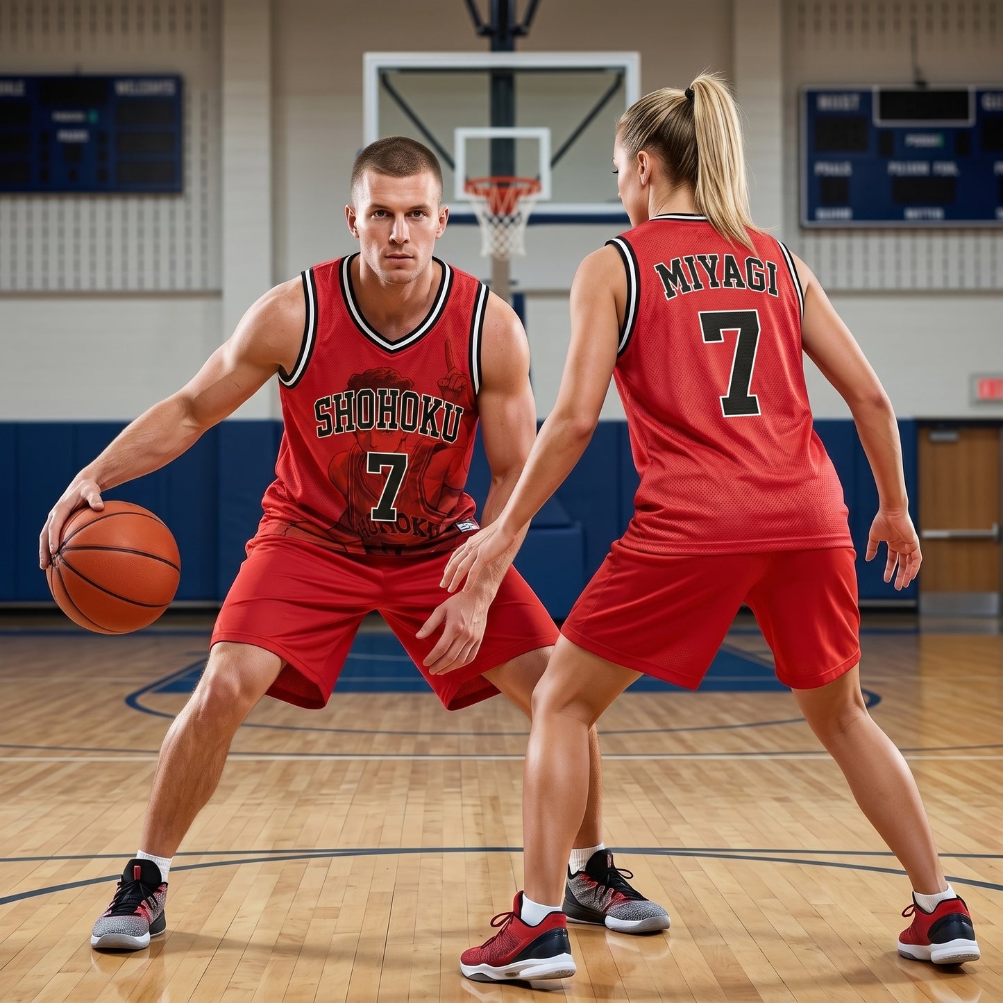 Custom Red Black Authentic Basketball Jersey, Anime Basketball Inspired Sleeveless Jersey, Manga Fan Cosplay Sports Shirt