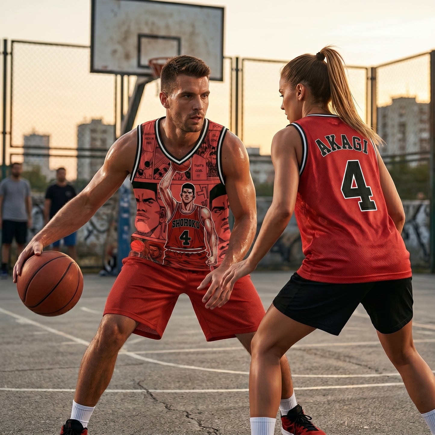 Custom Red Authentic Basketball Jersey, Japanese Anime Inspired Sports Jersey, Cosplay Fan Shirt