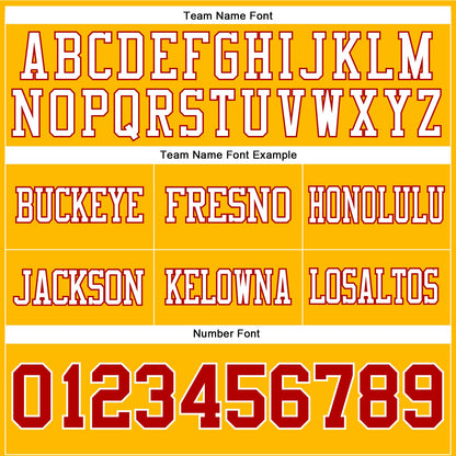 Custom Gold Red-White Authentic Football Jersey