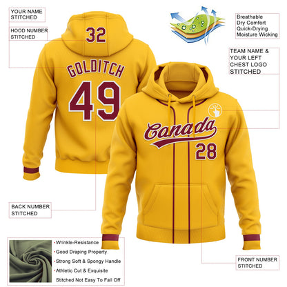 Custom Stitched Gold Crimson-White Baseball Pullover Sweatshirt Hoodie