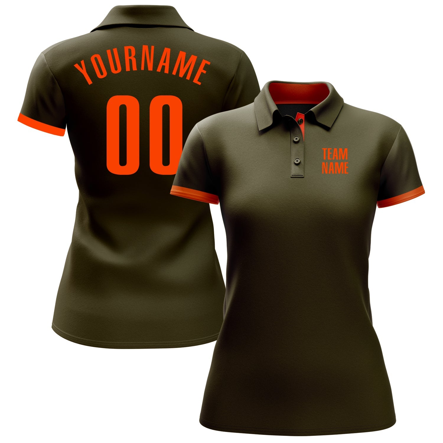 Custom Olive Orange Performance Salute To Service Golf Polo Shirt