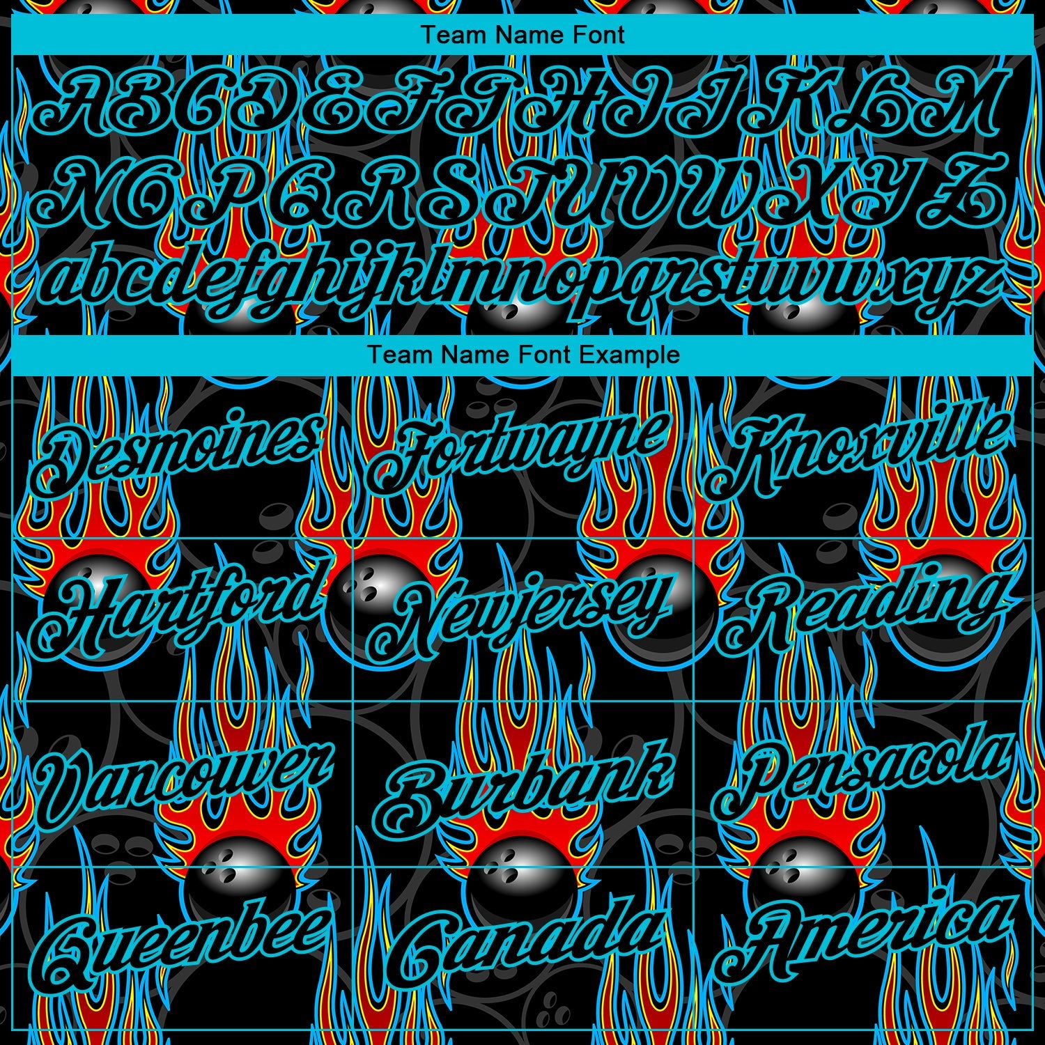 Custom Black Lakes Blue 3D Pattern Design Bowling Ball With Hotrod Flame Performance Polo Shirt