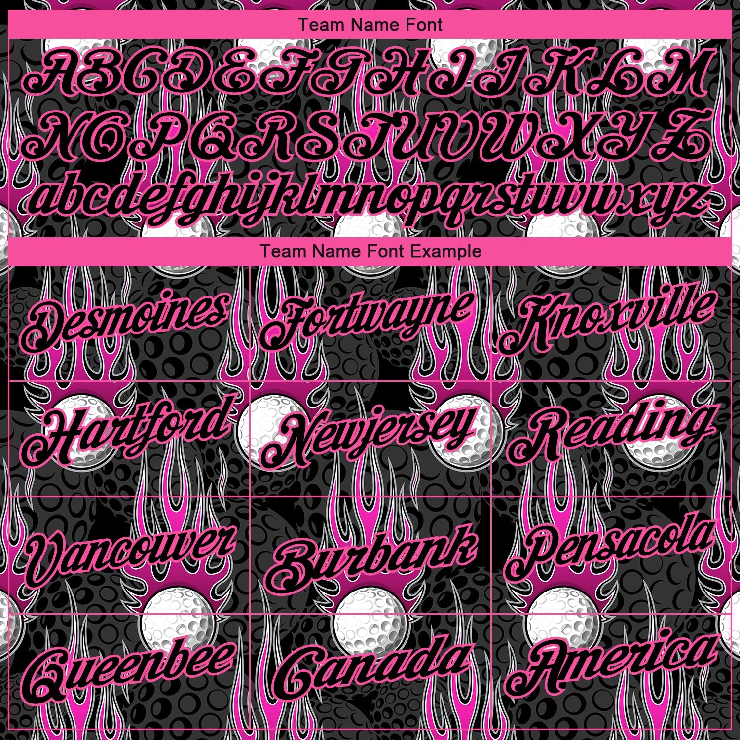 Custom Black Pink 3D Pattern Design Firely Golf Ball Performance Golf Polo Shirt