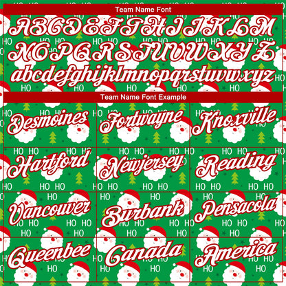 Custom Grass Green Red-White 3D Christmas Performance Golf Polo Shirt