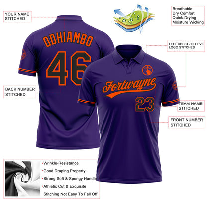 Custom Purple Black-Orange Performance Vapor Golf Polo Shirt