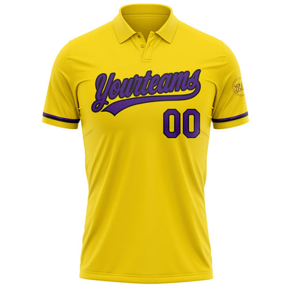 Custom Yellow Purple-Black Performance Vapor Golf Polo Shirt