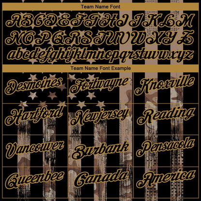 Custom Camo Black-Old Gold American Flag Performance Salute To Service Golf Polo Shirt