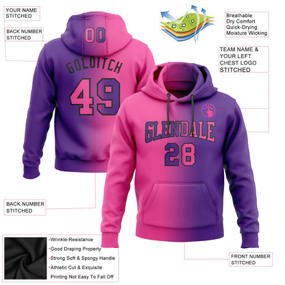 Custom Stitched Purple Pink-Black Gradient Fashion Sports Pullover Sweatshirt Hoodie