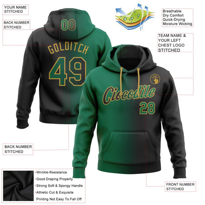 Custom Stitched Black Kelly Green-Old Gold Gradient Fashion Sports Pullover Sweatshirt Hoodie