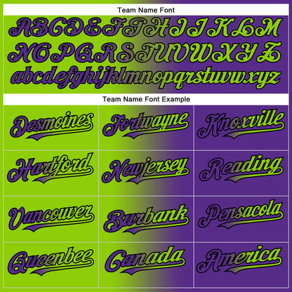 Custom Purple Neon Green-Black Authentic Gradient Fashion Baseball Jersey