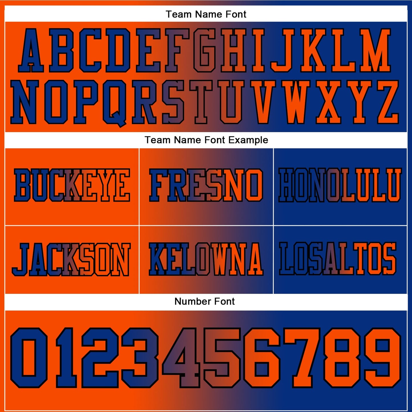 Custom Royal Orange-Black Authentic Gradient Fashion Football Jersey