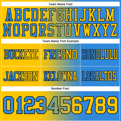 Custom Powder Blue Yellow-Black Authentic Gradient Fashion Football Jersey