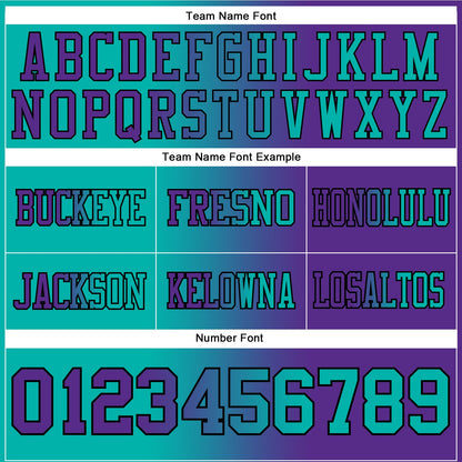 Custom Purple Aqua-Black Authentic Gradient Fashion Football Jersey