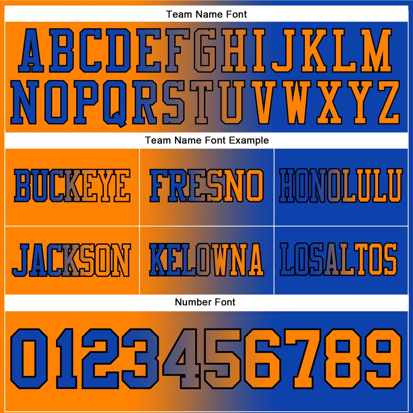Custom Thunder Blue Bay Orange-Black Authentic Gradient Fashion Football Jersey