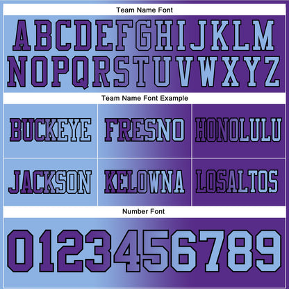 Custom Purple Light Blue-Black Authentic Gradient Fashion Football Jersey