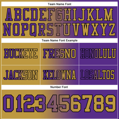 Custom Purple Old Gold-Black Authentic Gradient Fashion Football Jersey
