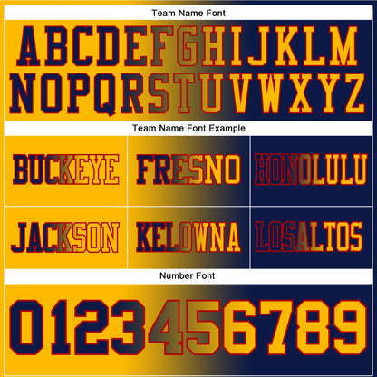 Custom Navy Gold-Red Authentic Gradient Fashion Football Jersey