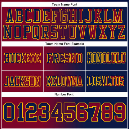 Custom Navy Maroon-Gold Authentic Gradient Fashion Football Jersey
