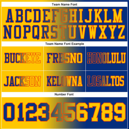 Custom Royal Yellow-Orange Authentic Gradient Fashion Football Jersey