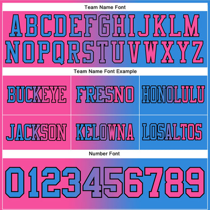 Custom Powder Blue Pink-Black Authentic Gradient Fashion Football Jersey