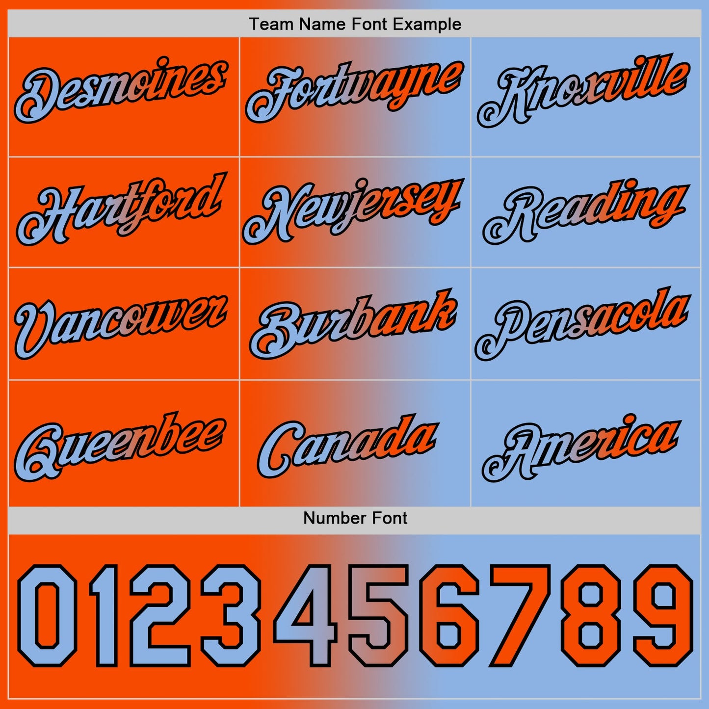 Custom Light Blue Orange-Black Gradient Fashion Performance T-Shirt