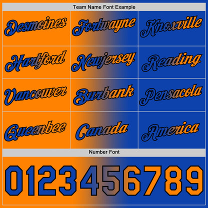 Custom Thunder Blue Bay Orange-Black Gradient Fashion Performance T-Shirt