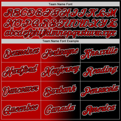 Custom Black Red-White Gradient Fashion Performance T-Shirt