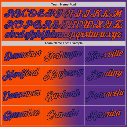 Custom Purple Orange-Navy Gradient Fashion Performance T-Shirt