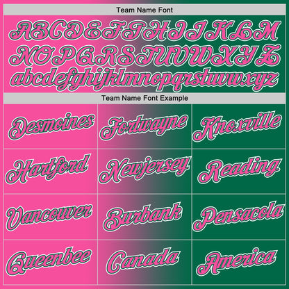 Custom Kelly Green Pink-White Gradient Fashion Performance T-Shirt