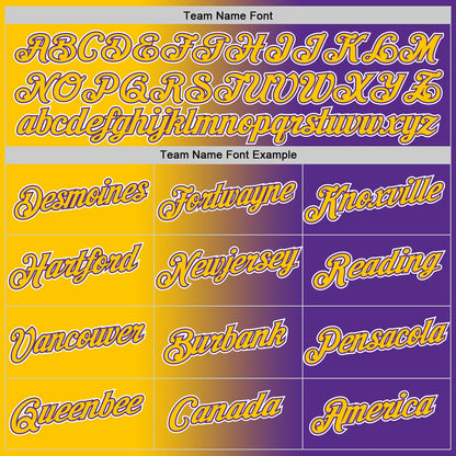 Custom Purple Yellow-White Gradient Fashion Performance T-Shirt