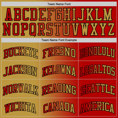 Custom Red Old Gold-Black Authentic Gradient Fashion Basketball Jersey
