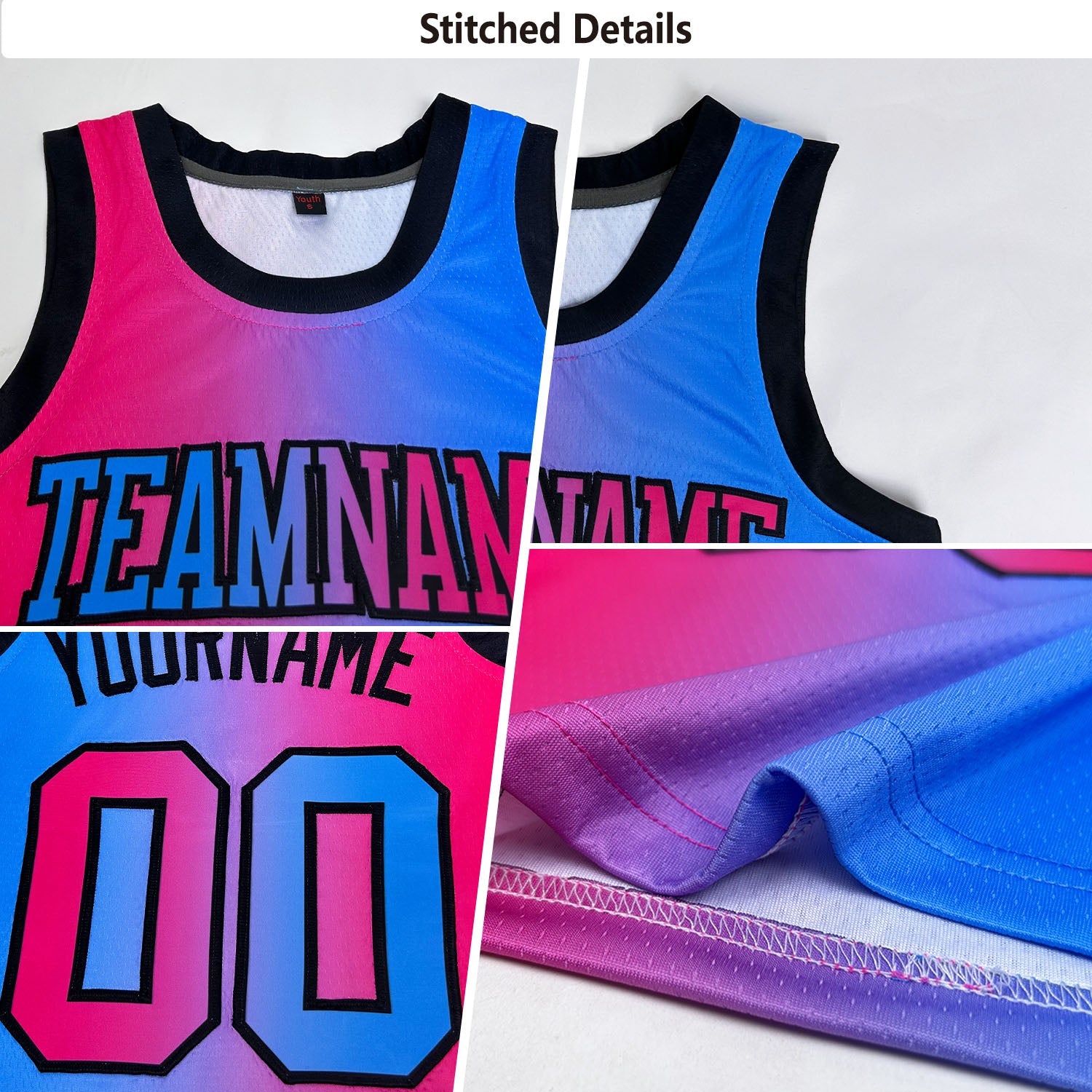 Custom Thunder Blue Orange-Black Authentic Gradient Fashion Basketball Jersey