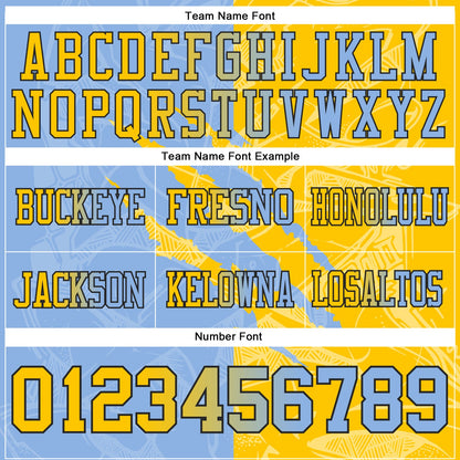Custom Light Blue Yellow-Black Authentic Gradient Fashion Scratch Football Jersey