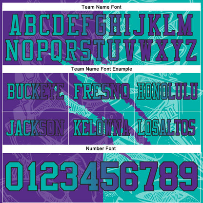 Custom Purple Aqua-Black Authentic Gradient Fashion Scratch Football Jersey