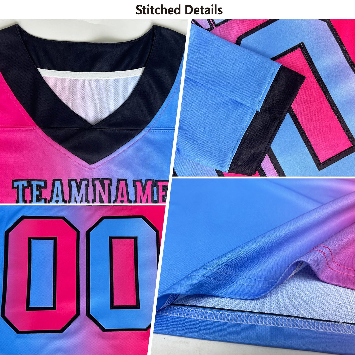 Custom Black Purple-White Authentic Gradient Fashion Scratch Football Jersey