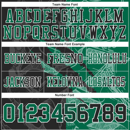 Custom Black Kelly Green-White Authentic Gradient Fashion Scratch Football Jersey