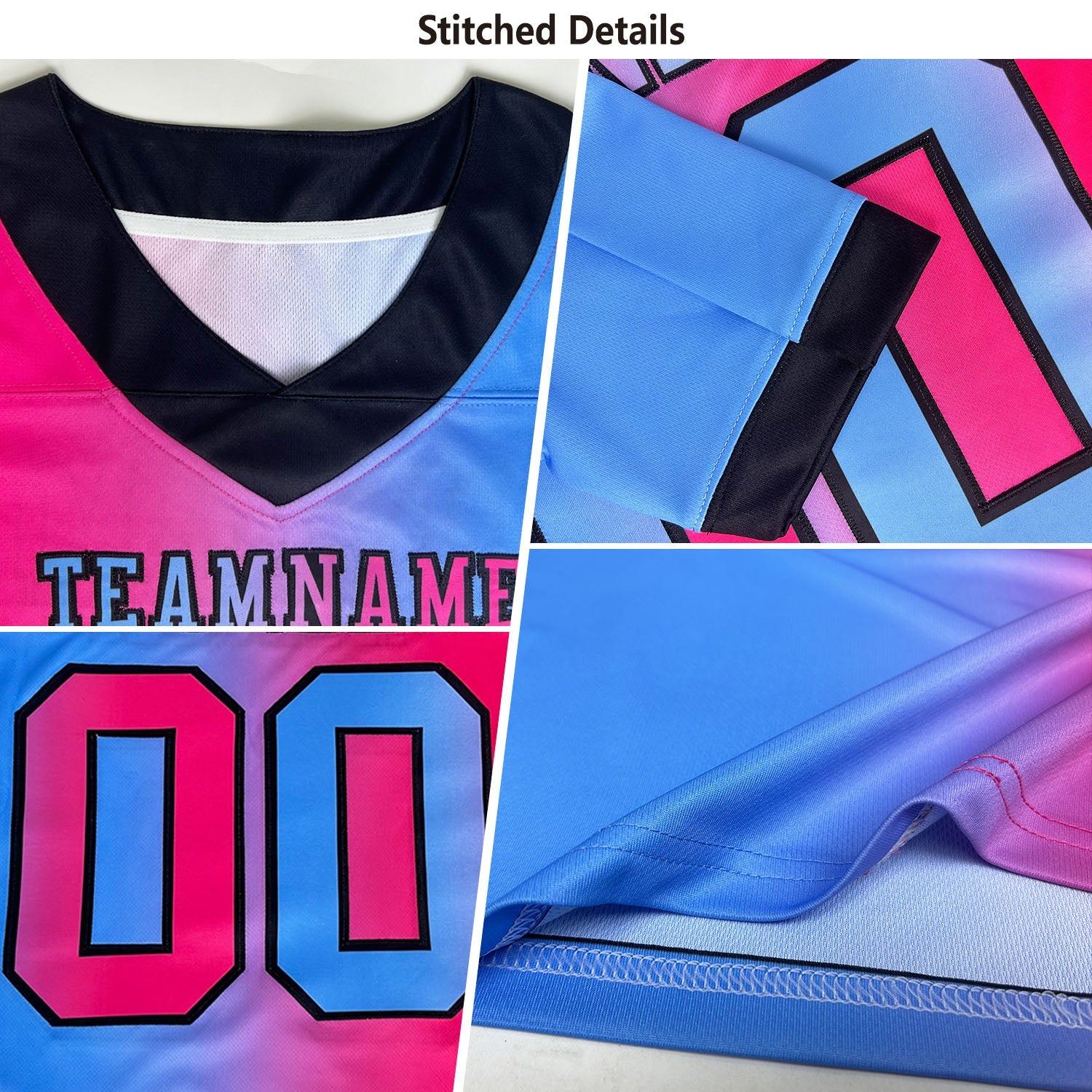Custom Black Royal-White Authentic Gradient Fashion Scratch Football Jersey