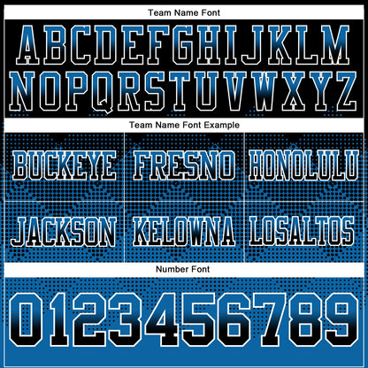 Custom Black Blue-White Authentic Gradient Square Shape 7V7 Flag Football Jersey