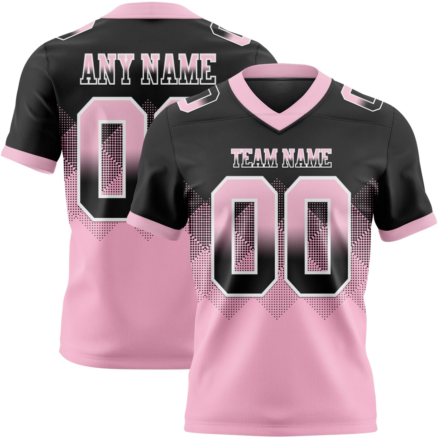 Custom Black Light Pink-White Authentic Gradient Square Shape 7V7 Flag Football Jersey