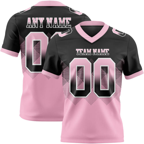 Custom Black Light Pink-White Authentic Gradient Square Shape 7V7 Flag Football Jersey