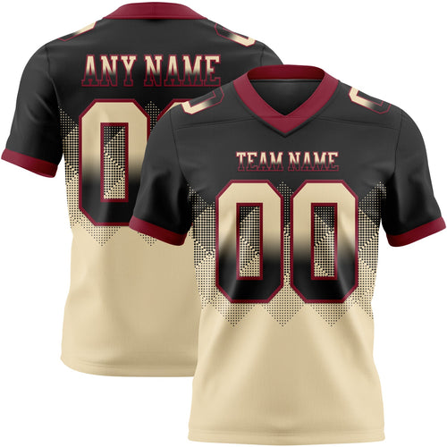 Custom Black Cream-Crimson Authentic Gradient Square Shape 7V7 Flag Football Jersey
