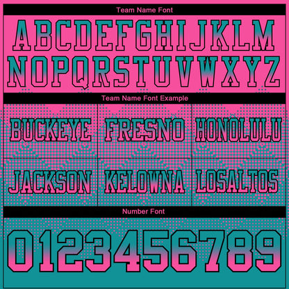 Custom Pink Teal-Black Authentic Gradient Square Shape 7V7 Flag Football Jersey
