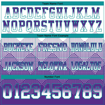 Custom White Purple-Teal Authentic Gradient Square Shape 7V7 Flag Football Jersey