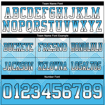 Custom White Sky Blue-Black Authentic Gradient Square Shape 7V7 Flag Football Jersey