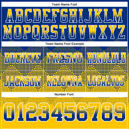 Custom Royal Yellow-White Authentic Gradient Square Shape 7V7 Flag Football Jersey