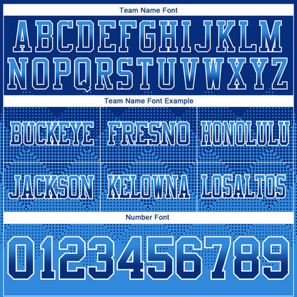 Custom Royal Powder Blue-White Authentic Gradient Square Shape 7V7 Flag Football Jersey